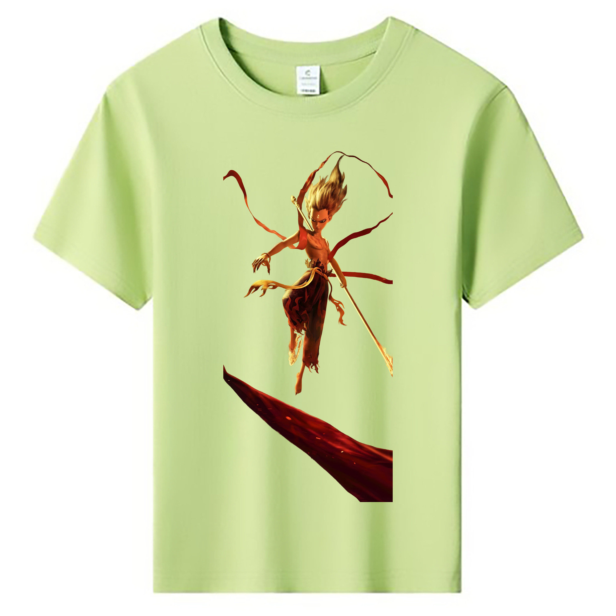 （画像用） Ne Zha 2 ナタ 魔童の大暴れ 綿100％キッズTシャツ（フロントプリント）